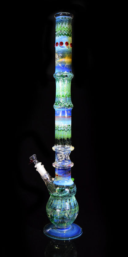 Tall Wrap & Rake Multi-colored Bong by Phil Sundling 